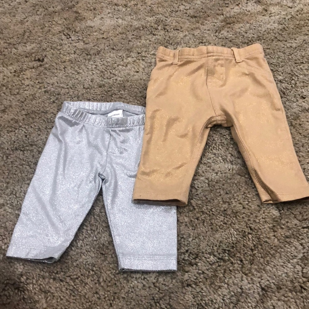 Metallic leggings bundle. Silver and gold. 0-3M